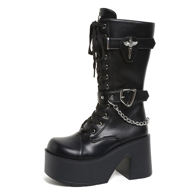 Motorcycle Chain - Botas de cano médio com salto