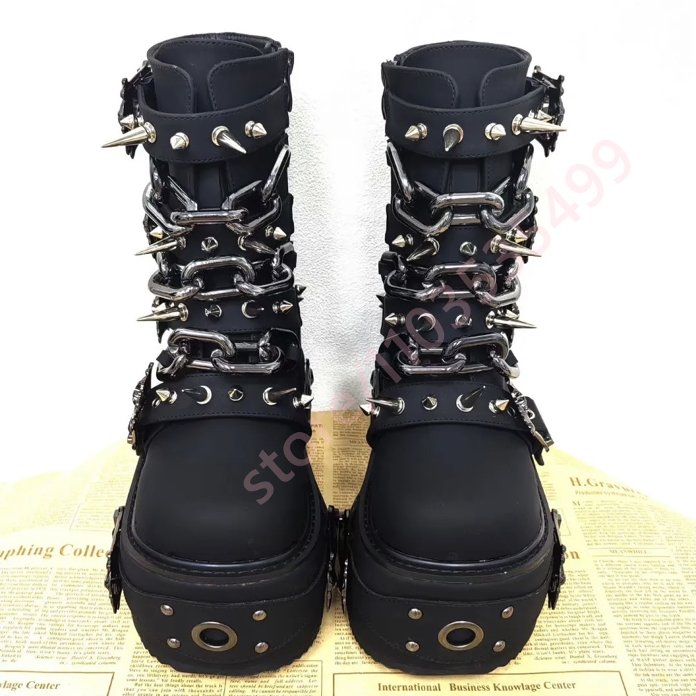 Botas de Combate Góticas Preta - Motorcycle Chain avaliação e preço